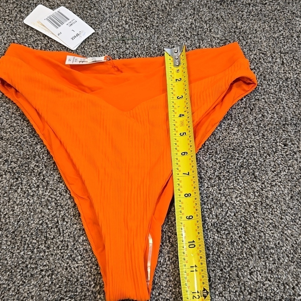 NWT L Space Women Court Vibrant Orange Bikini Bottom Bitsy Cut Swim L - Picture 3 of 8
